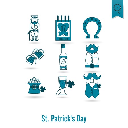 Saint Patricks Day Isolated Icon Setのイラスト素材