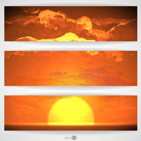 Sunset, Sunrise With Cloudsのイラスト素材