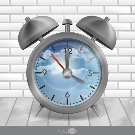 Metal Classic Style Alarm Clock. Vector Illustration.のイラスト素材
