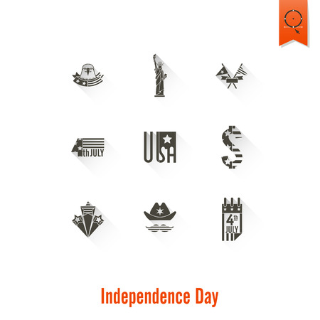 4th of July, Independence Day of the United States, Simple Flat Icons. Vectorのイラスト素材