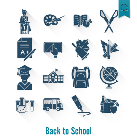 School and Education Icon Set. Flat design style. Vectorのイラスト素材