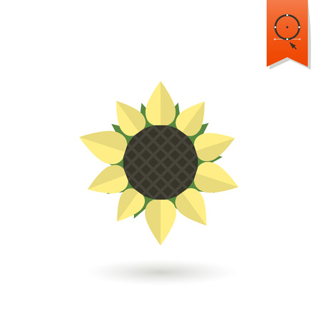 Sunflower. Single Flat Autumn Icon . Simple and Minimalistic Style. Vectorのイラスト素材