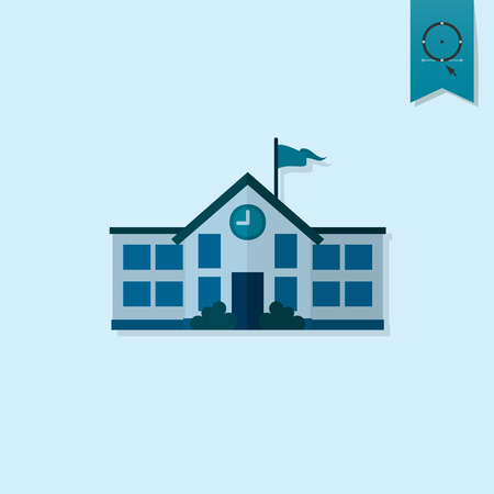 School and Education Icon - School Building. Vector Illustration. Flat design styleのイラスト素材