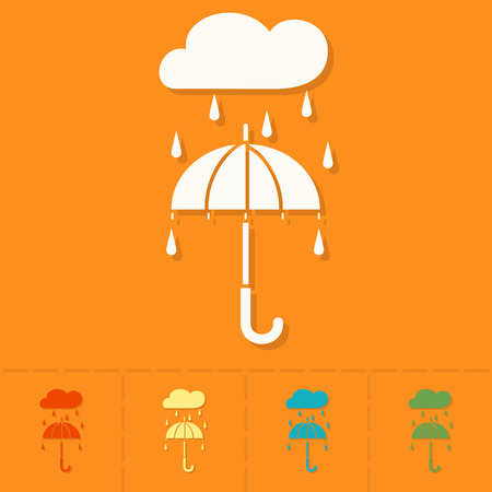Umbrella and Rain. Single Flat Autumn Icon . Simple and Minimalistic Style. Vectorのイラスト素材