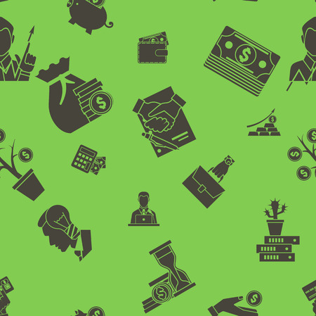 Business and Finance Seamless Pattern. Simple and Minimalistic Styleのイラスト素材