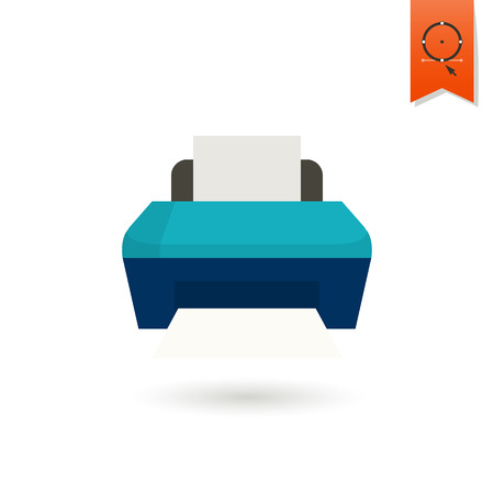 Printer. Business and Finance, Single Flat Icon. Simple and Minimalistic Style. Vectorのイラスト素材
