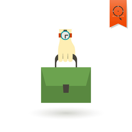 Hand Holding Business Bag. Business and Finance, Single Flat Iconのイラスト素材