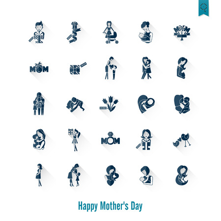 Happy Mothers Day Simple Flat Iconsのイラスト素材