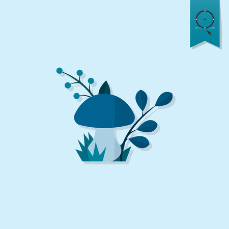 Mushroom. Single Flat Autumn Icon のイラスト素材