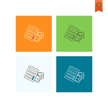 Calculator and Money. Business and Finance, Single Flat Iconのイラスト素材