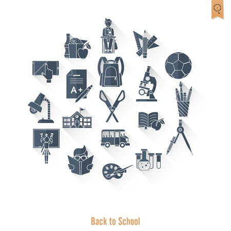 School and Education Icon Set. Flat design style.の写真素材