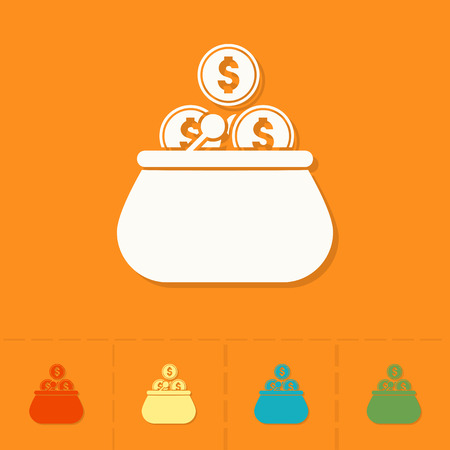 Purse and Coins. Business and Finance, Single Flat Iconのイラスト素材