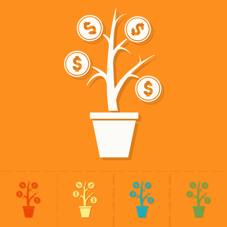 Money Flower. Business and Finance, Single Flat Iconのイラスト素材