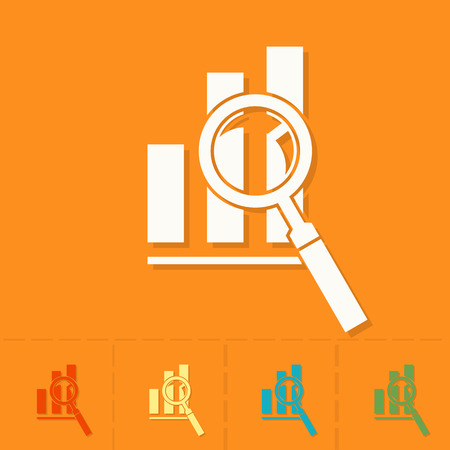 Magnifying Glass with Bar Chart. Business and Finance, Single Flat Iconのイラスト素材