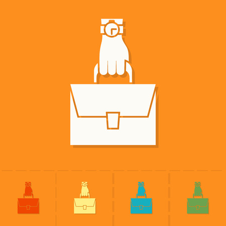 Hand Holding Business Bag. Business and Finance, Single Flat Iconのイラスト素材