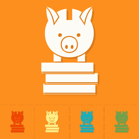 Piggy Moneybox with Coins. Business and Finance, Single Flat Iconのイラスト素材