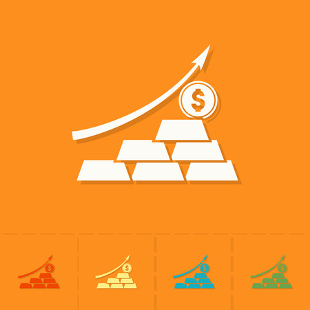 Business Graph with Arrow Pointing Up. Business and Finance, Single Flat Iconのイラスト素材