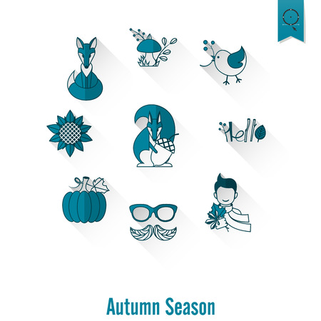 Set of Flat Autumn Icons. Simple and Minimalistic Styleのイラスト素材