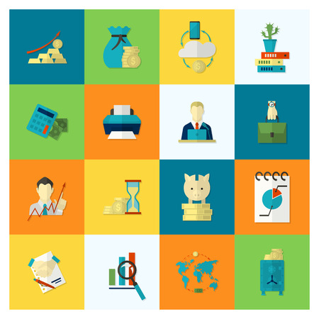 Business and Finance, Flat Icon Set. Simple and Minimalistic Style. Vectorのイラスト素材