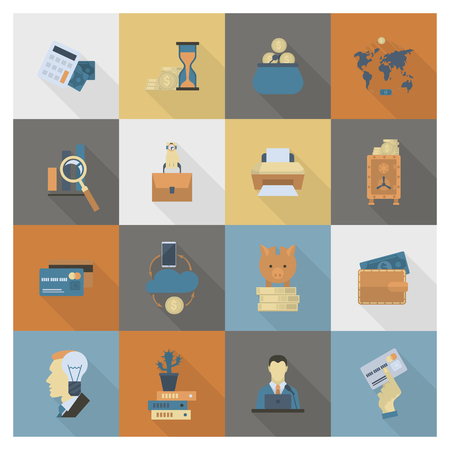 Business and Finance, Flat Icon Set. Simple and Minimalistic Style. Vectorのイラスト素材