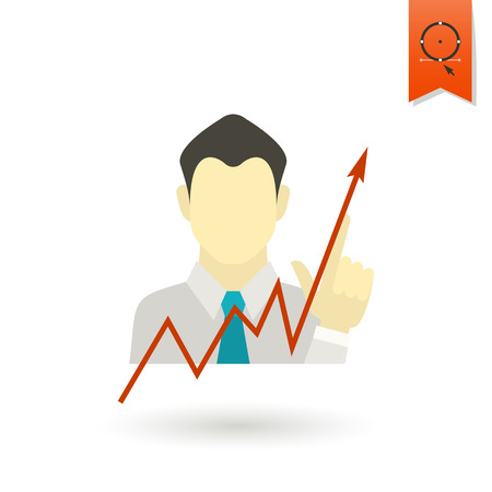 Business Graph with Hand Pointing Up. Business and Finance, Single Flat Icon. Simple and Minimalistic Style.の写真素材