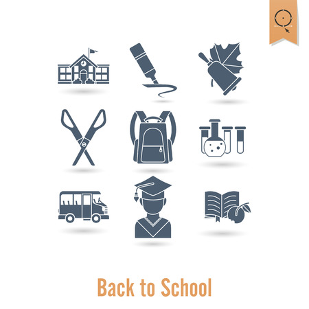 School and Education Icon Set. Flat design style. Vectorのイラスト素材
