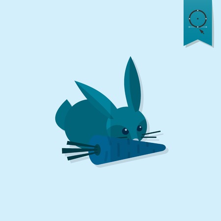 Rabbit and a Carrot. Single Flat Autumn Icon . Simple and Minimalistic Style.の写真素材