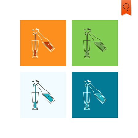 Pouring Beer in Glass. Oktoberfest Beer Festival. Flat design style. Vectorのイラスト素材