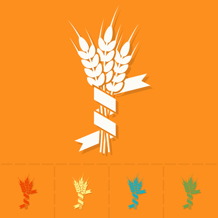 Wheat with Ribbon. Oktoberfest Beer Festival. Flat design style. Vectorのイラスト素材