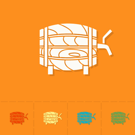 Wooden Barrel with Tap. Oktoberfest Beer Festival. Flat design style. Vectorのイラスト素材