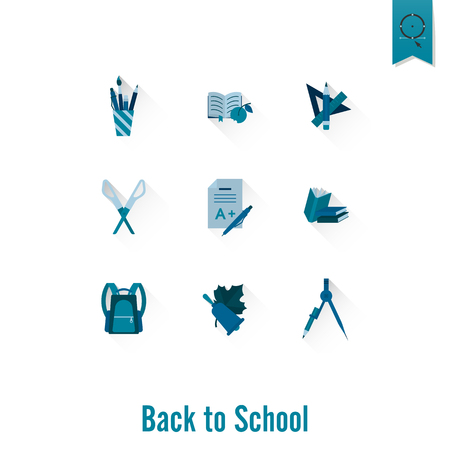 School and Education Icon Set. Flat design style. Vectorのイラスト素材