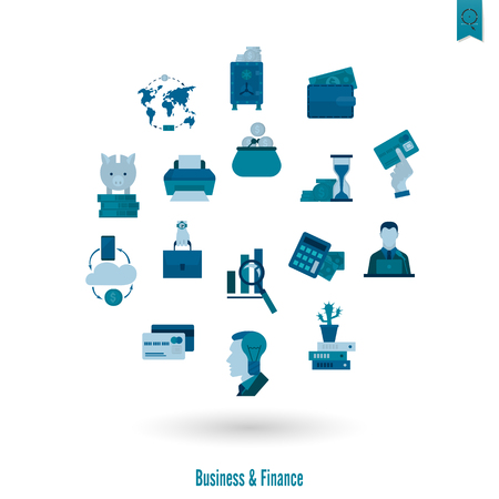 Business and Finance, Flat Icon Set. Simple and Minimalistic Style.の写真素材