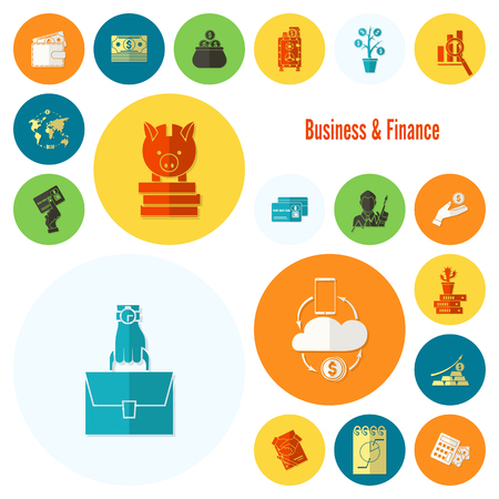 Business and Finance, Flat Icon Set. Simple and Minimalistic Style.の写真素材