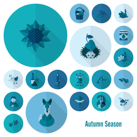 Set of Flat Autumn Icons. Simple and Minimalistic Style. Vectorのイラスト素材