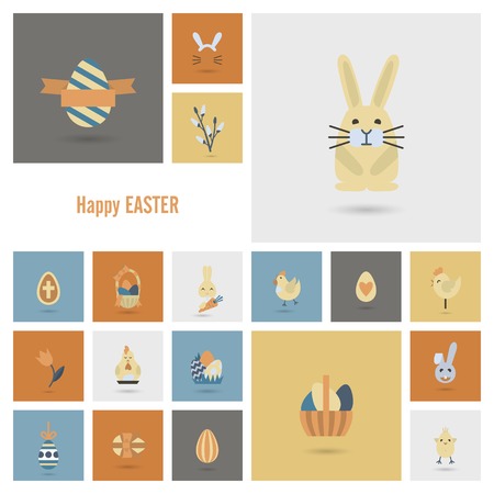 Celebration Easter Icons. Vector. Clean Work Minimum Pointsのイラスト素材