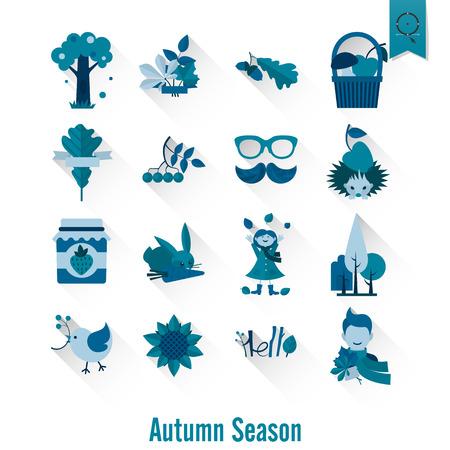 Set of Flat Autumn Icons. Simple and Minimalistic Style. Vectorのイラスト素材