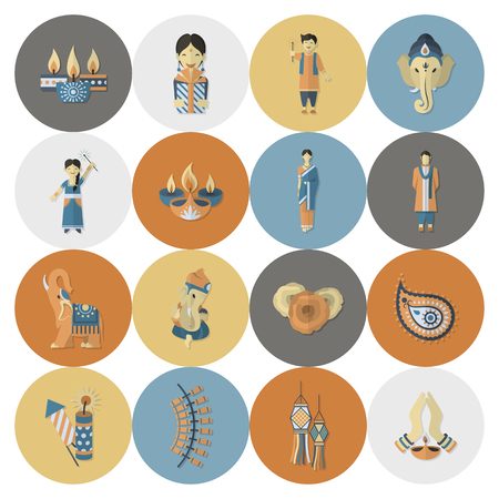 Diwali. Indian Festival Icons. Simple and Minimalistic Style. Vectorのイラスト素材