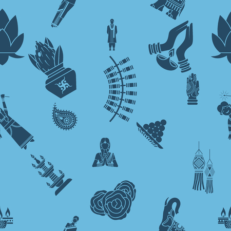 Diwali - Indian Festival Background. Seamless Pattern. Vectorのイラスト素材