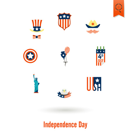 4th of July, Independence Day of the United States, Simple Flat Icons. Vectorのイラスト素材