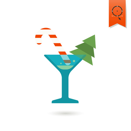 Vector Christmas Cocktail. Colorful. Single Flat Iconのイラスト素材