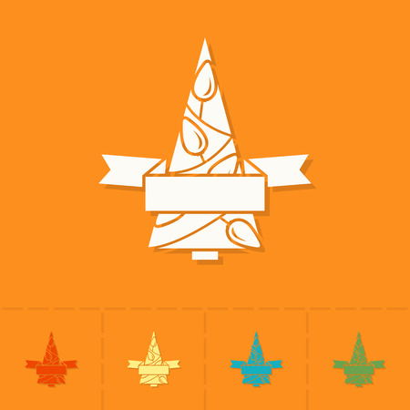 Stylized Christmas Tree with  Ribbon. Colorful. Single Flat Icon . Vectorのイラスト素材