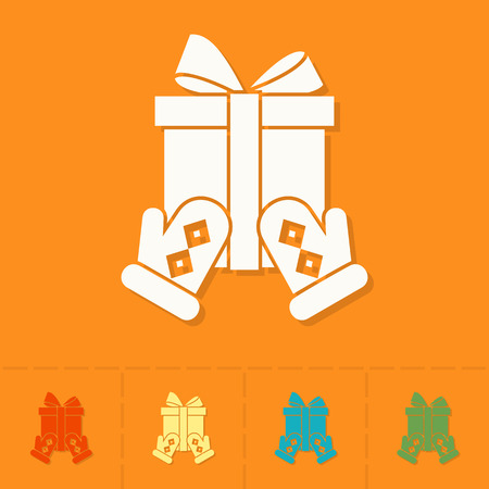 Vector Christmas Gift Box. Colorful. Single Flat Iconのイラスト素材