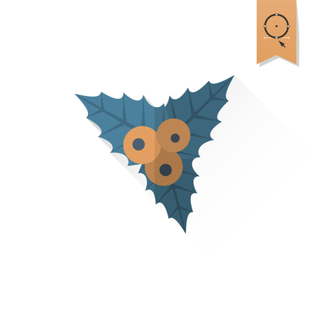 Vector Holly Berry. Long Shadow. Retro Color. Single Flat Iconのイラスト素材