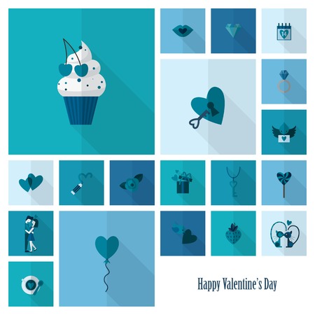 Simple Flat Icons Collection for Valentines Day, Wedding, Love and Romantic Events. Vectorのイラスト素材