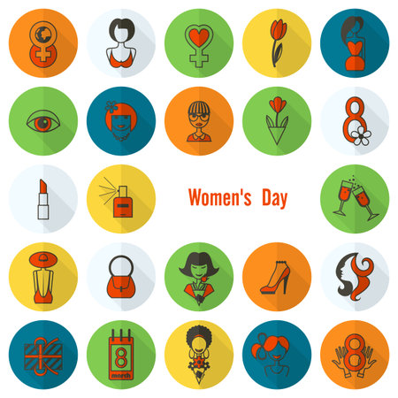Design Elements for International Womens Day March 8, Icons. Vectorのイラスト素材
