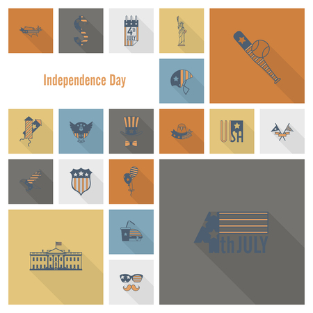 4th of July, Independence Day of the United States, Simple Flat Icons. Vectorのイラスト素材