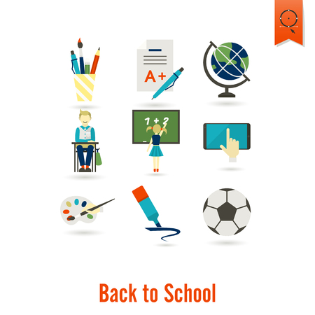 School and Education Icon Set. Flat design style. Vectorのイラスト素材