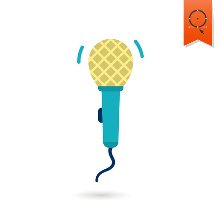 Happy Birthday Icon. Microphone. Simple, Minimalistic and Flat Style. Colorful Vectorのイラスト素材