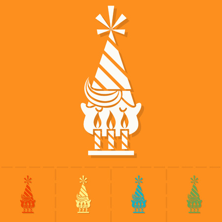 Happy Birthday Icon. Little Boy Blowing Out Candles. Simple, Minimalistic and Flat Style. Colorful. Vectorのイラスト素材