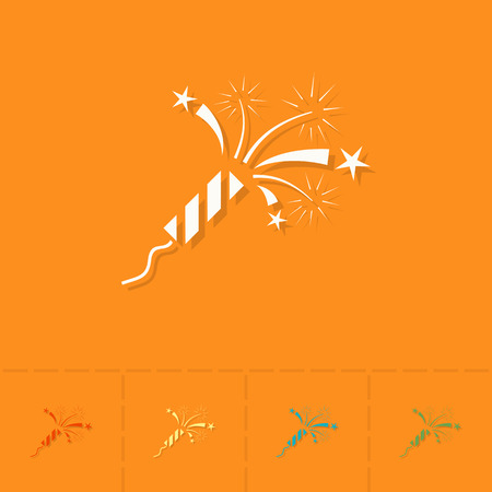 Happy Birthday Icon. Fireworks Rocket. Simple, Minimalistic and Flat Style. Colorful Vectorのイラスト素材